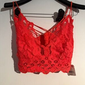 Free People Adella Bralette Watermelon Boho Indie Lace Medium NWT